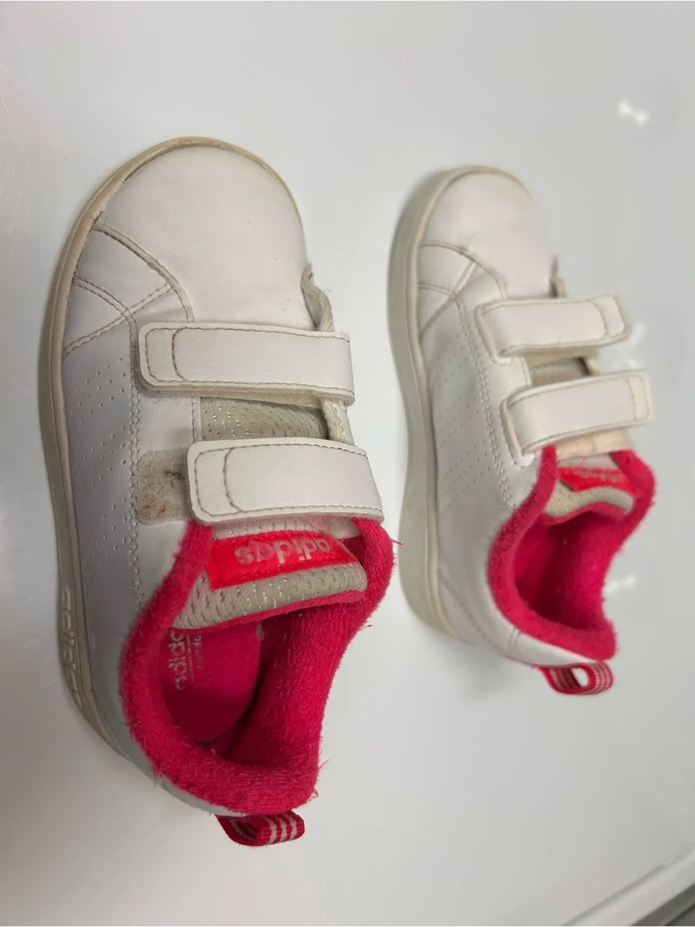 Adidas Advantage Neo Comfort footbed Kid Girl US Sz 9K White Sneaker Pink Lined
